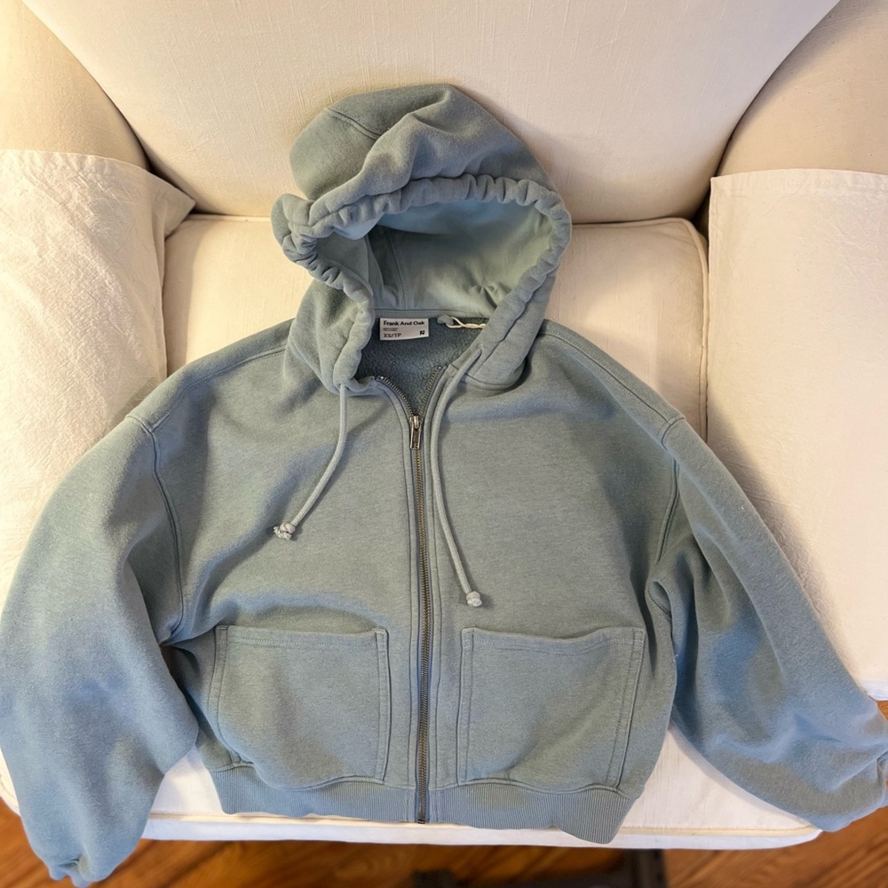 Frank & Oak organic cropped fleece lined hoodie
